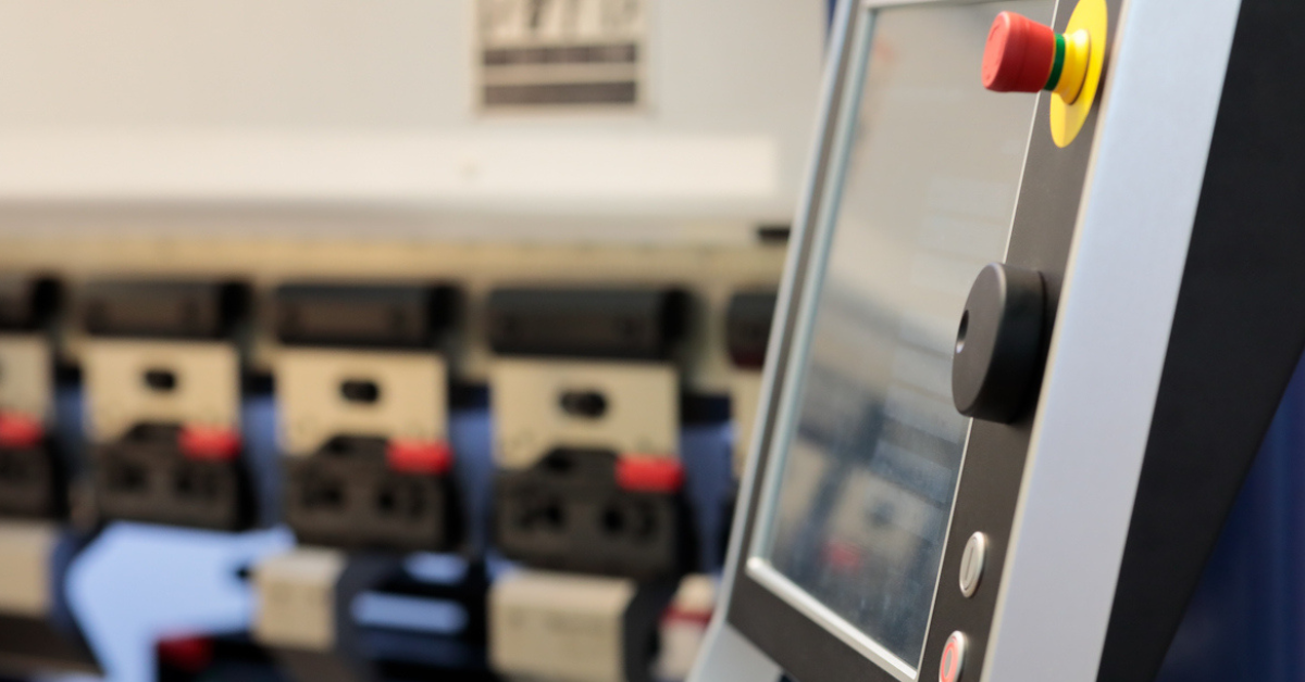 Close up of controls on press brake